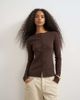Topshop Topshop button through long sleeve top in chocolate-Brown - 2