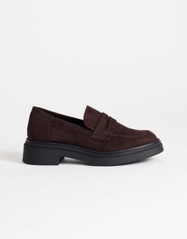 Topshop Topshop Cade faux suede chunky sole loafers in chocolate-Brown