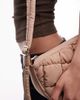 Topshop Topshop Callie scoop quilted nylon cross body bag in camel-Neutral - 2