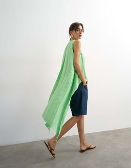 Topshop Topshop cape detail top in green pinstripe