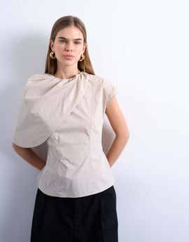 Topshop Topshop cape structured top in oyster-Neutral