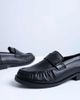 Topshop Topshop Carey real leather loafers with ruched detail in black - 3