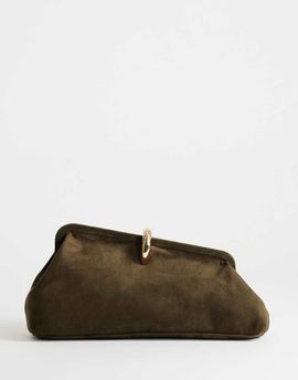 Topshop Topshop Carlie medium clutch purse with hardware in khaki green