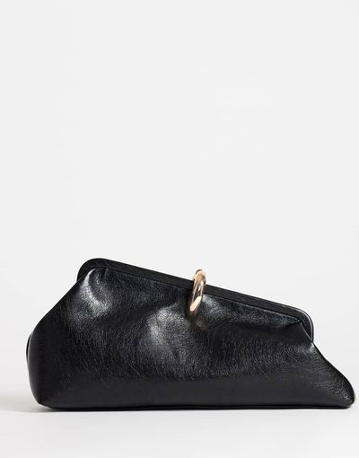 Topshop Topshop Carlie medium clutch with hardware in black