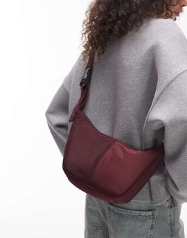 Topshop Topshop Carrie nylon cross-body bag in burgundy-Red