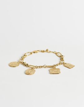 Topshop Topshop Casidy waterproof stainless steel chain bracelet with charms in gold