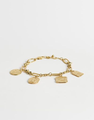 Topshop Topshop Casidy waterproof stainless steel chain bracelet with charms in gold