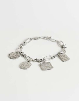 Topshop Topshop Casidy waterproof stainless steel chain bracelet with charms in silver