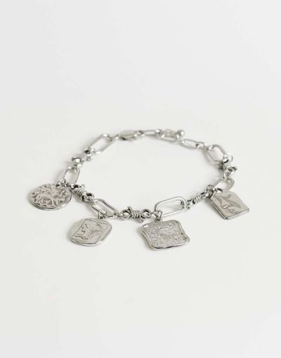 Topshop Topshop Casidy waterproof stainless steel chain bracelet with charms in silver