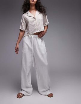 Topshop Topshop casual cheesecloth pull on pants in white