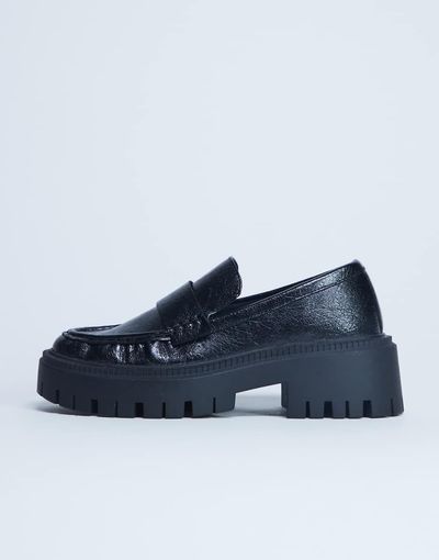 Topshop Topshop Cecil chunky cleated sole loafers in black