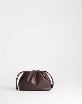 Topshop Topshop Celia medium ruched clutch bag in chocolate-Brown