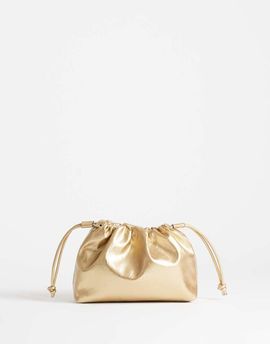 Topshop Topshop Celia medium ruched clutch bag in gold