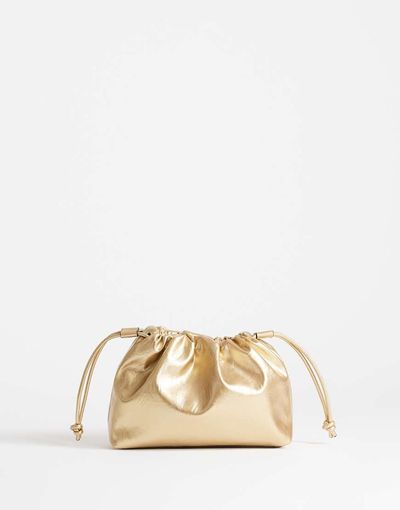 Topshop Topshop Celia medium ruched clutch bag in gold