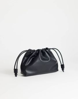 Topshop Topshop Celia medium ruched clutch purse in black