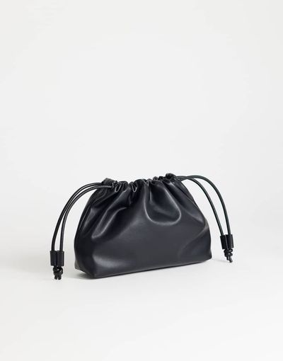 Topshop Topshop Celia medium ruched clutch purse in black
