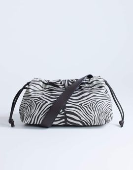 Topshop Topshop Charlie medium nylon cross-body bag in zebra-Black