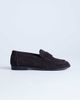 Topshop Topshop Charlie real leather flat loafers in chocolate suede-Brown - 3