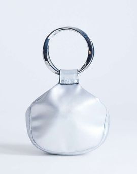 Topshop Topshop Cherry metal handle clutch purse in silver
