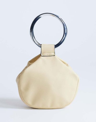 Topshop Topshop Cherry metal handle grab bag in buttermilk-White