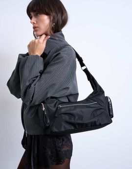Topshop Topshop Cheryl large nylon crossbody bag in black