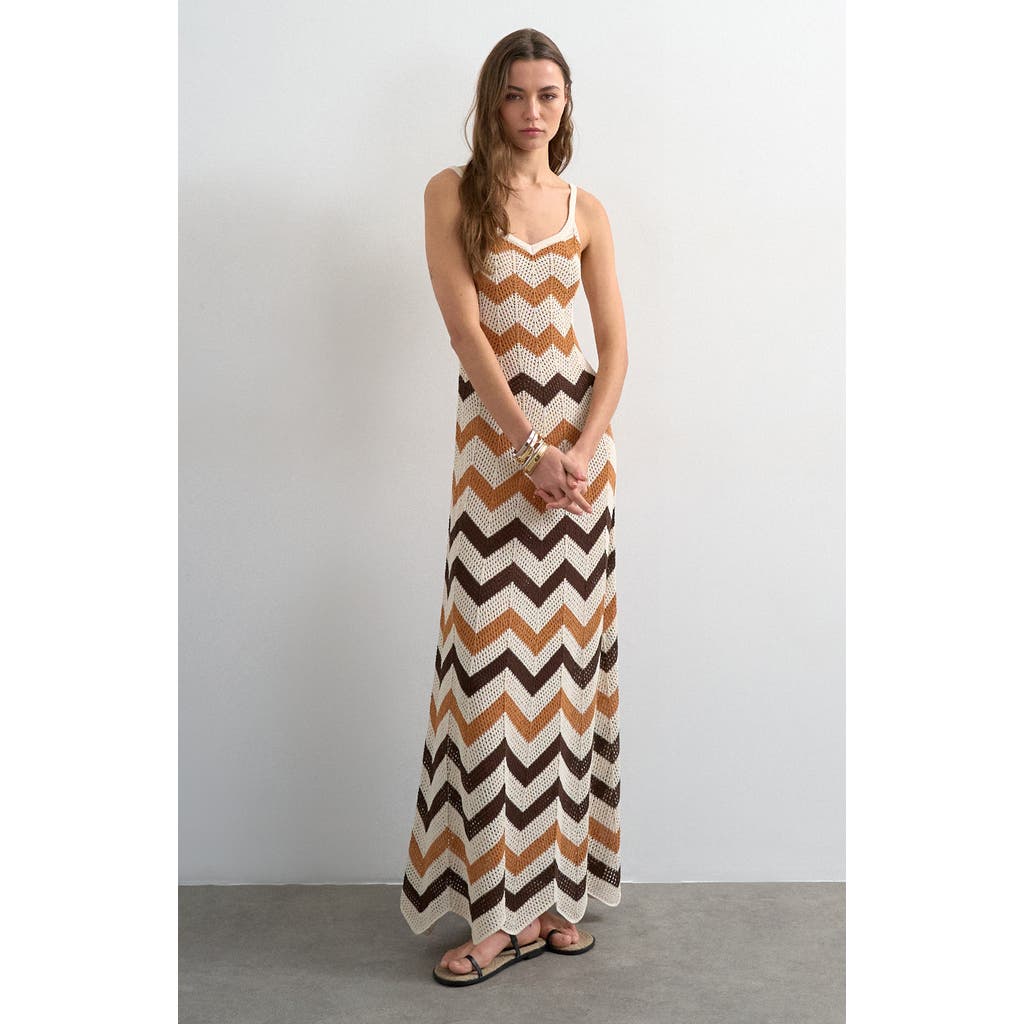 Topshop - Chevron Stripe Open Stitch Maxi Dress