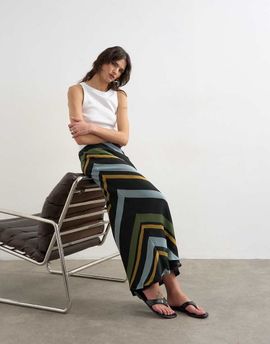 Topshop Topshop chiffon bias maxi skirt in bold stripe-Multi