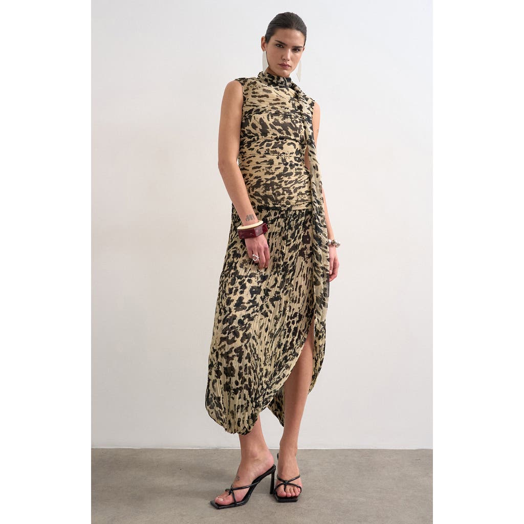 Topshop Topshop Chiffon Scarf Neck Midi Dress