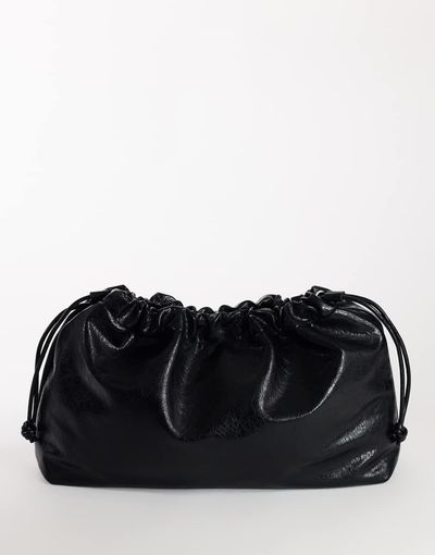 Topshop Topshop Chloe oversized ruched pouch clutch bag in black