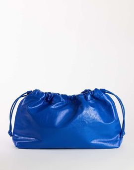 Topshop Topshop Chloe oversized ruched pouch clutch bag in cobalt-Blue