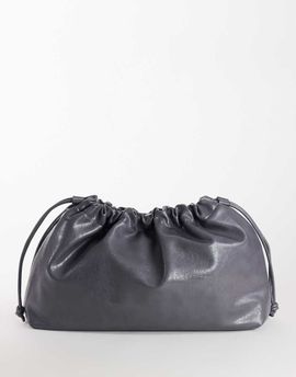 Topshop Topshop Chloe oversized ruched pouch clutch bag in gray