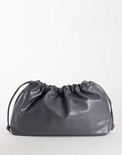 Topshop Topshop Chloe oversized ruched pouch clutch bag in gray