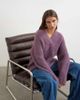 Topshop Topshop chunky knit shawl collar sweater in bruised purple - 1