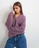Topshop Topshop chunky knit shawl collar sweater in bruised purple - 4