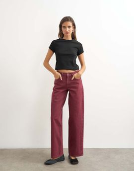 Topshop Topshop Cinch low rise relaxed jeans in cherry red