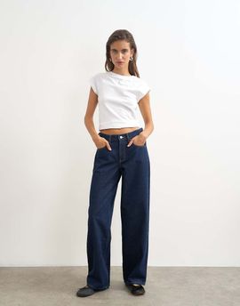 Topshop Topshop Cinch low rise relaxed jeans in rinse indigo-Blue