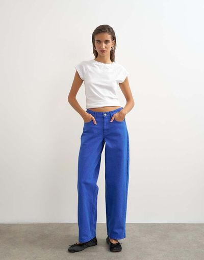 Topshop Topshop Cinch low rise relaxed jeans in strong blue