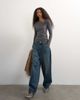 Topshop Topshop cinch neckline long sleeve top in gray - 1