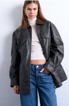 Topshop Topshop Cinch Waist Faux Leather Jacket