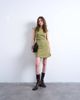 Topshop Topshop cinch waist structured mini dress in green - 2