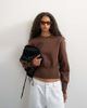 Topshop Topshop cinched waist batwing sleeve knit sweater in chocolate-Brown - 1