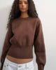 Topshop Topshop cinched waist batwing sleeve knit sweater in chocolate-Brown - 3