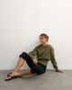 Topshop Topshop cinched waist batwing sleeve knit sweater in khaki green - 1