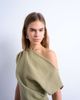 Topshop Topshop cinched waist grown on neck mini dress in green stripes - 3