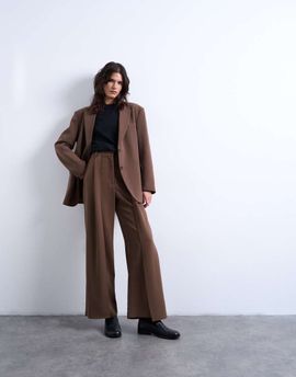 Topshop Topshop cinched waist slouchy blazer in mushroom - part of a set-Green