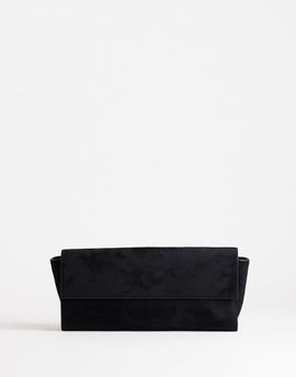 Topshop Topshop Clark medium suedette fold over clutch purse in black