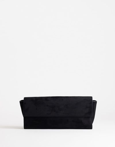 Topshop Topshop Clark medium suedette fold over clutch purse in black