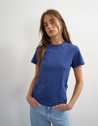 Topshop Topshop classic tee in washed blue-Navy
