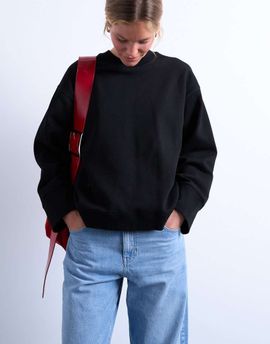 Topshop Topshop clean oversized deep cuff sweat in black