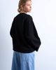 Topshop Topshop clean oversized deep cuff sweat in black - 2